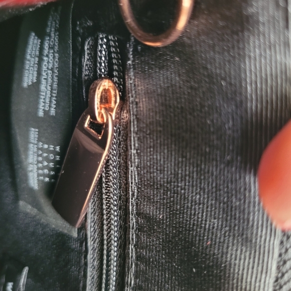 White House Black Market moody black floral flat clutch rose gold metal studs - Picture 10 of 10